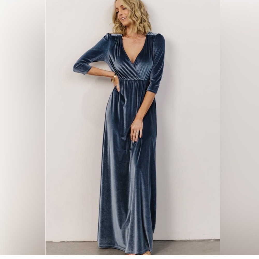 Baltic Born Blue Velvet Maxi Dress